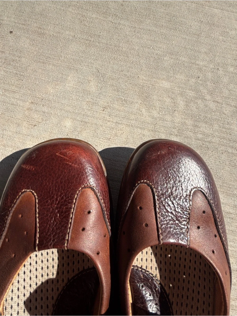 Born Women's Brown Leather Mary Jane Flats